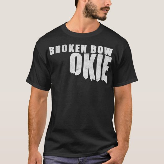 Womens Broken Bow Okie Oklahoma Shaped Distressed T-shirt (Voorkant)
