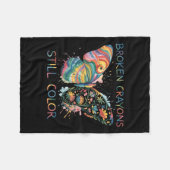 Womens Broken Crayons Still Color Rainbow Butterfl Fleece Deken (Voorkant (Horizontaal))