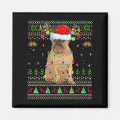 Womens Brussels Griffon Dog Ugly Christmas Sweater Magneet (Voorkant)