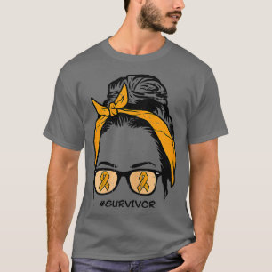 Womens Bun Oranje lintglas Survivor Leukemi T-shirt