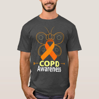 Womens Butterfly Copd Oranje Ribbon Koold Awarenes T-shirt