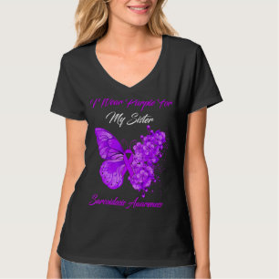 Womens Butterfly ik Draag Paars voor mijn zuster S T-shirt