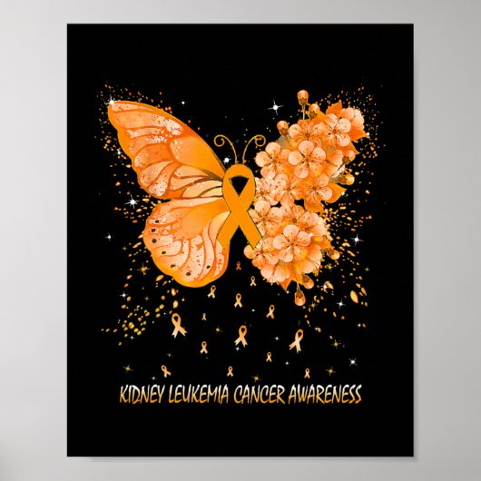 Womens Butterfly Nierleukemie Kankerbewustwording Poster (Voorkant)