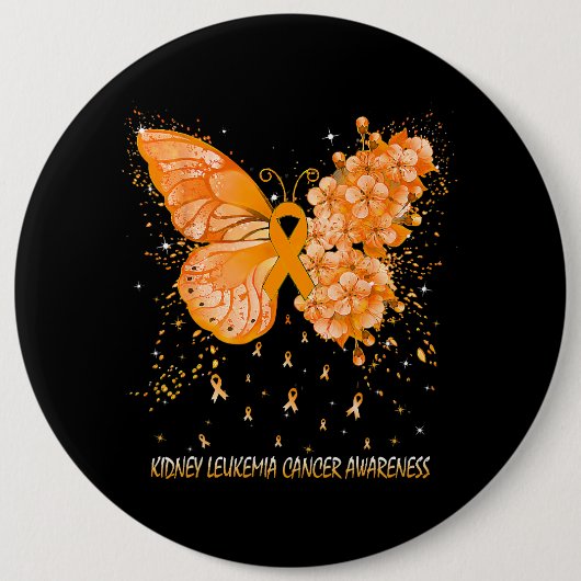 Womens Butterfly Nierleukemie Kankerbewustwording Ronde Button 6,0 Cm (Voorkant)