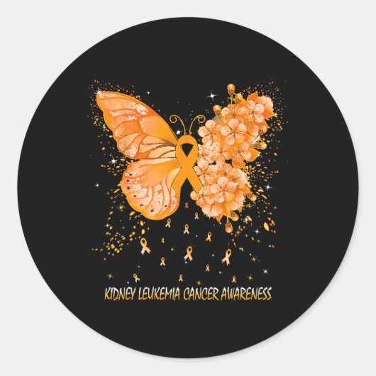 Womens Butterfly Nierleukemie Kankerbewustwording Ronde Sticker (Voorkant)