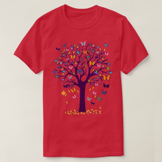 Womens Butterfly Tree Beauful V-Neck T-shirt (Design voorkant)