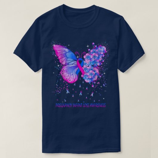 Womens Butterfly Zwangerschap Baby Verlies bewustz T-shirt (Design voorkant)