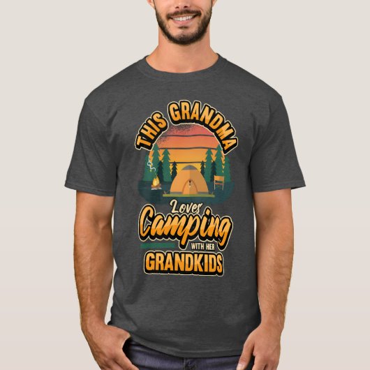 Womens Campinghis Grandma Loves Camping With Her g T-shirt (Voorkant)