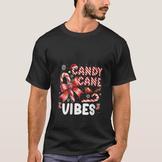 Womens Candy Cane Vibes Funny Christmas Candy Love T-shirt (Voorkant)