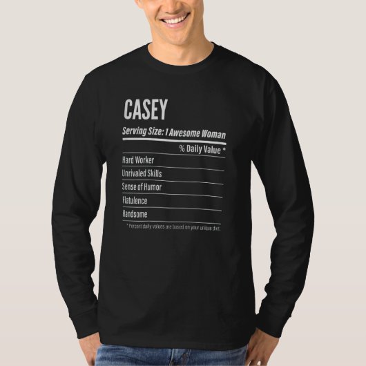 Womens Casey Nutritional Facts Serving Size Calor T-shirt (Voorkant)