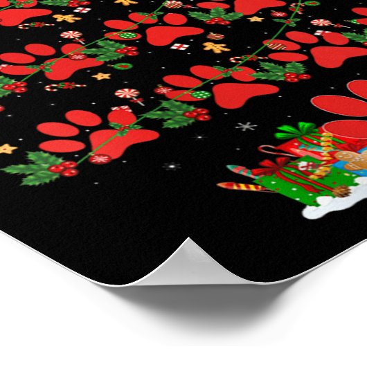 Womens Cat Dog Paw Christmas Tree Pajamas Puppy Do Poster (Hoek)