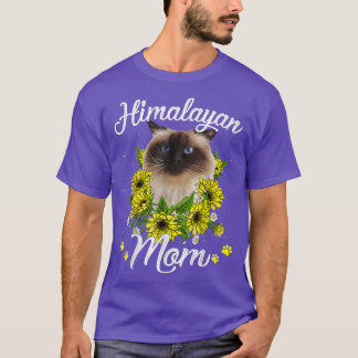 Womens Cat Mam Moederdag Sunflower Himalaya T-shirt