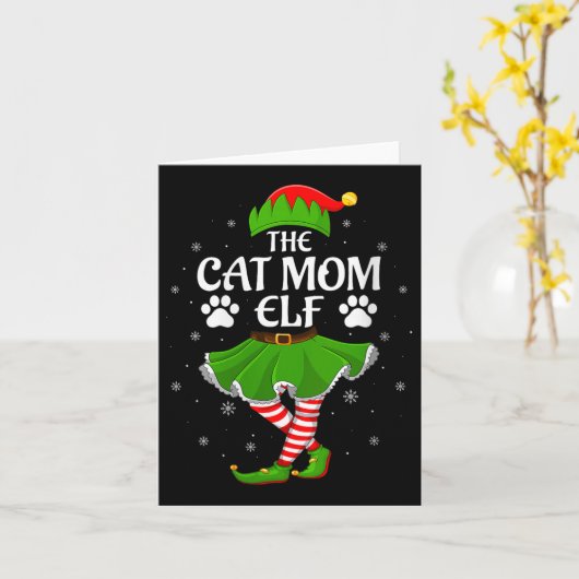 Womens Cat Mom Elf Christmas Family Girls Women El Kaart (Gele Bloem)