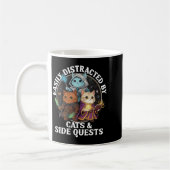 Womens Cats Side Quest Distracted Tabletop Funny S Koffiemok (Links)