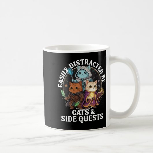 Womens Cats Side Quest Distracted Tabletop Funny S Koffiemok (Rechts)