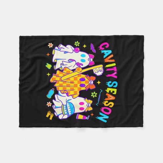 Womens Cavity Season Funny Halloween Ghost Cute So Fleece Deken (Voorkant (Horizontaal))