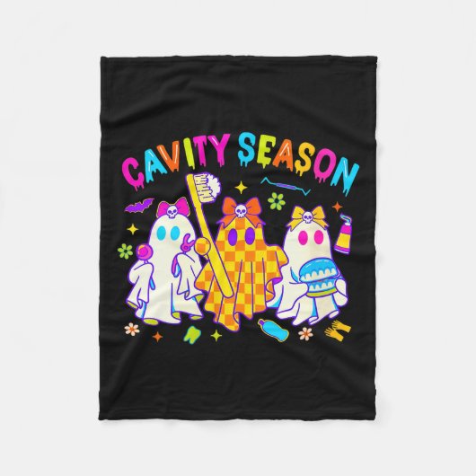Womens Cavity Season Funny Halloween Ghost Cute So Fleece Deken (Voorkant)