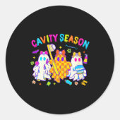 Womens Cavity Season Funny Halloween Ghost Cute So Ronde Sticker (Voorkant)
