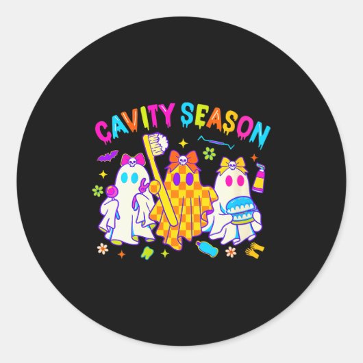 Womens Cavity Season Funny Halloween Ghost Cute So Ronde Sticker (Voorkant)