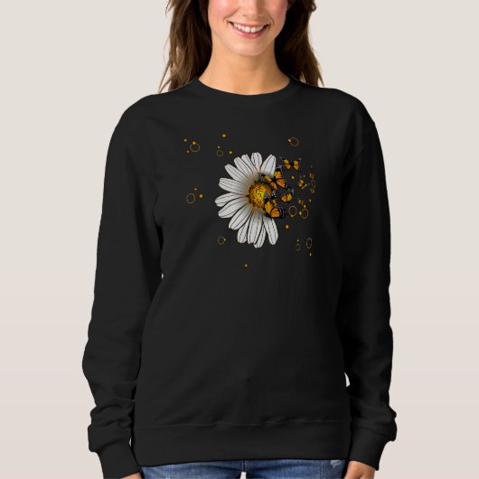 Womens Chamomile flowers butterflies glow wildlife Trui (Voorkant)