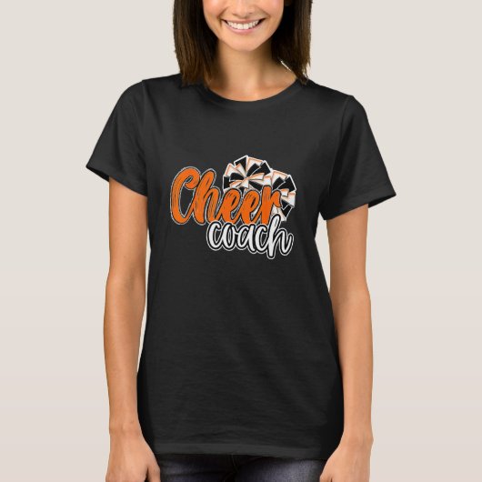 Womens Cheer Coach Top Pom Poms Orange Mascot Colo (Voorkant)
