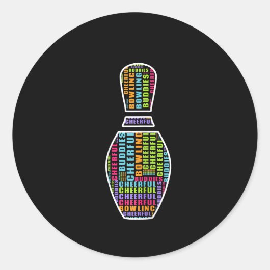 Womens Cheerful Bowling Squad Artwork T-Shirt Ronde Sticker (Voorkant)