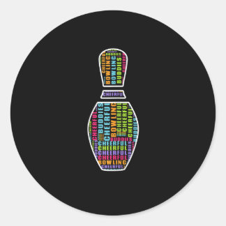 Womens Cheerful Bowling Squad Artwork T-Shirt Ronde Sticker
