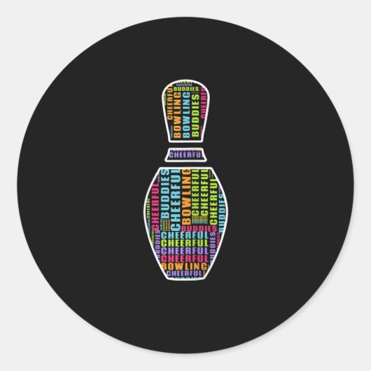 Womens Cheerful Bowling Squad Artwork T-Shirt Ronde Sticker (Voorkant)