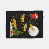 Womens Cheetah Santa Sleigh Flying Funny Magical C Fleece Deken (Voorkant (Horizontaal))