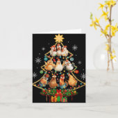 Womens Chicken Christmas Tree Santa Hat Xmas Light Kaart (Gele Bloem)