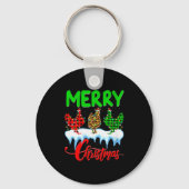 Womens Chicken Merry Christmas Pajamas Leopard Buf Sleutelhanger (Voorkant)