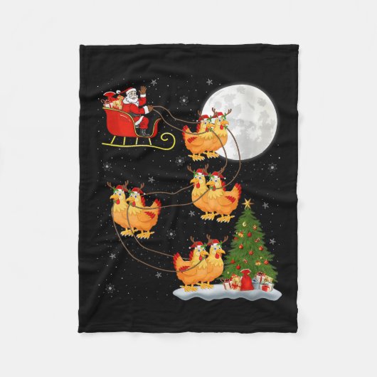 Womens Chicken Santa Sleigh Flying Funny Magical C Fleece Deken (Voorkant)