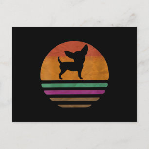 Womens Chihuahua Dog 60s 70s Silhouette Briefkaart