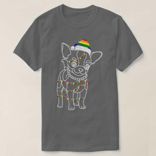 Womens Chihuahua kerstboom Lights Dog Puppy L T-shirt (Design voorkant)