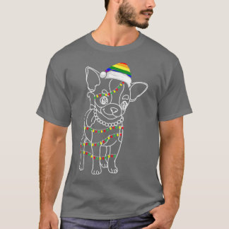 Womens Chihuahua kerstboom Lights Dog Puppy L T-shirt