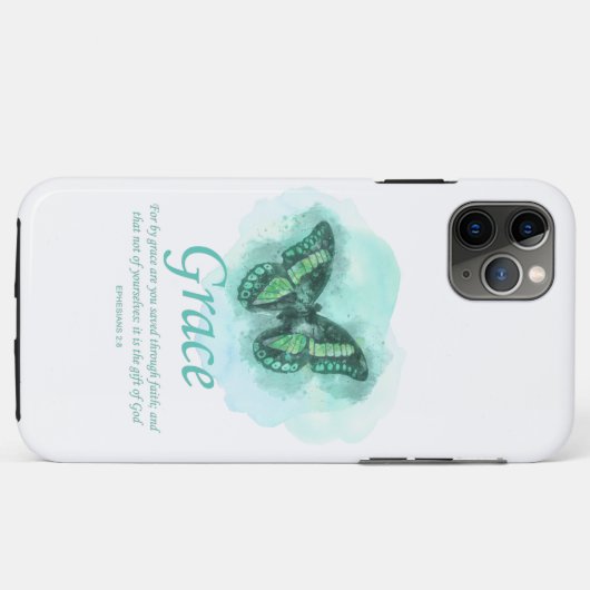 Womens Christelijke bijbelvlinder Verse: Grace Case-Mate iPhone Case (Achterkant (horizontaal))