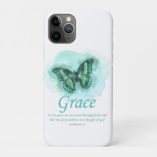 Womens Christelijke bijbelvlinder Verse: Grace Case-Mate iPhone Case
