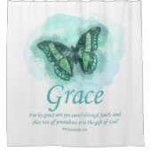 Womens Christelijke bijbelvlinder Verse: Grace Douchegordijn (Voorkant)