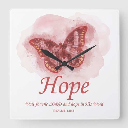 Women's Christian Butterfly Bible Verse: Hope Vierkante Klok (Voorkant)