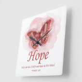 Women's Christian Butterfly Bible Verse: Hope Vierkante Klok (Hoek)