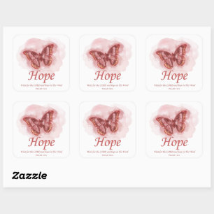 Women's Christian Butterfly Bible Verse: Hope Vierkante Sticker
