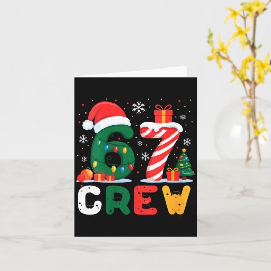 Womens Christmas 67 Crew Brainrot Funny Candy Cane Kaart (Gele Bloem)