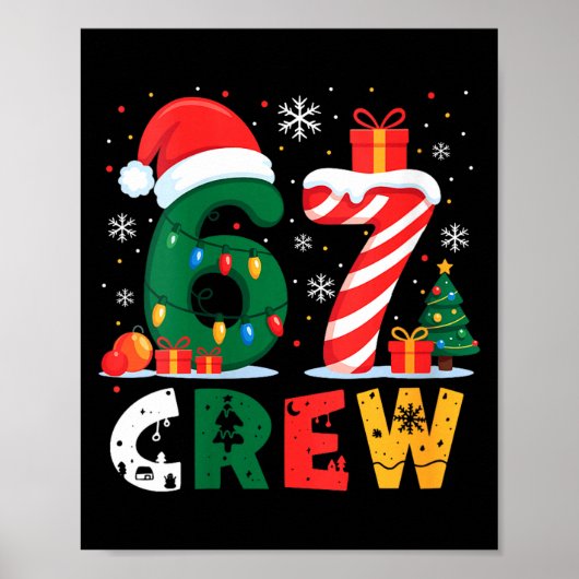 Womens Christmas 67 Crew Brainrot Funny Candy Cane Poster (Voorkant)
