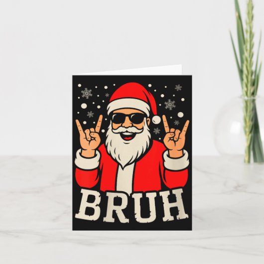 Womens Christmas Bruh Meme Funny Santa Claus Teen  Kaart (Voorkant)