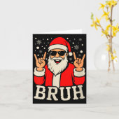 Womens Christmas Bruh Meme Funny Santa Claus Teen  Kaart (Gele Bloem)