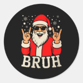 Womens Christmas Bruh Meme Funny Santa Claus Teen  Ronde Sticker (Voorkant)