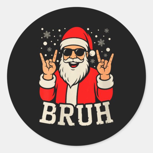 Womens Christmas Bruh Meme Funny Santa Claus Teen  Ronde Sticker (Voorkant)