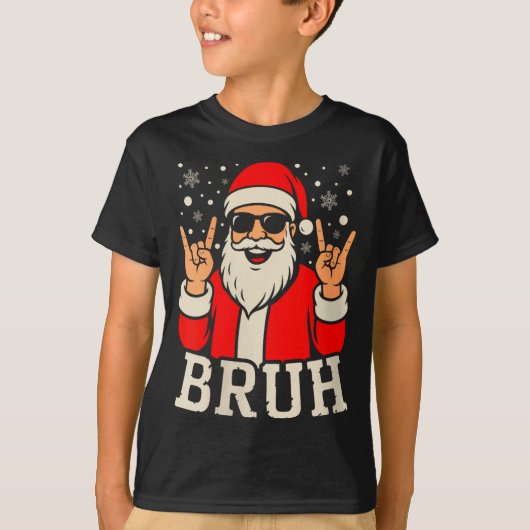 Womens Christmas Bruh Meme Funny Santa Claus Teen T-shirt (Voorkant)
