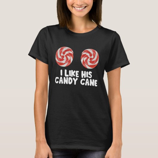 Womens  Christmas Candy Cane Xmas Couples Matching T-shirt (Voorkant)