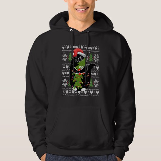 Women's Christmas cat Xmas Tree Graphics 1 Hoodie (Voorkant)